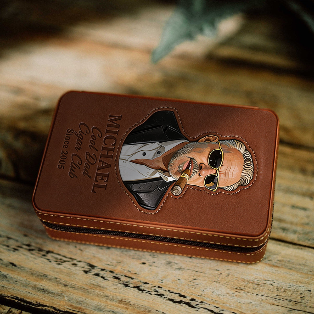 Dad Loves Cigars - Personalized Father Travel Cigar Humidor Case
