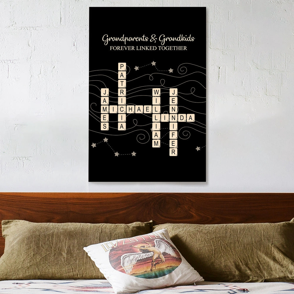 Personalized Grandparents & Grandkids Scrabble-Style Poster, Custom Family Names Wall Art, Heartwarming Gift