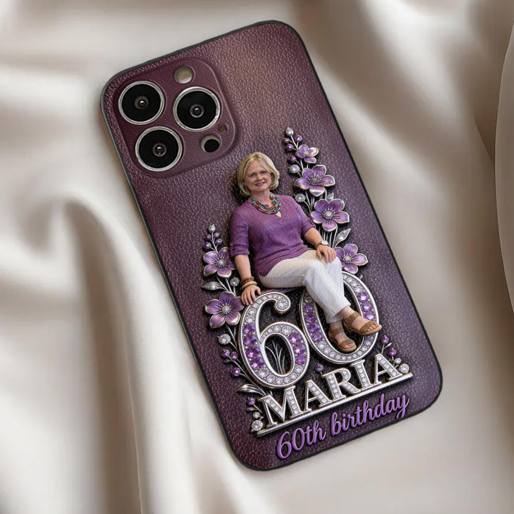 Custom Any Photo Perfect Gift For Mom, Grandma - Personalized Birthday 3D Embossed Leather Phone Case