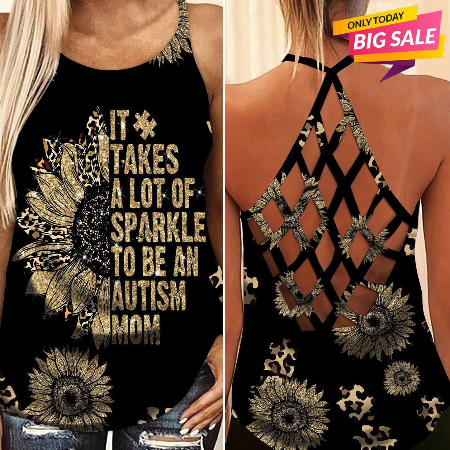 Autism Love - Autism Awareness Cross Tank Top 0921