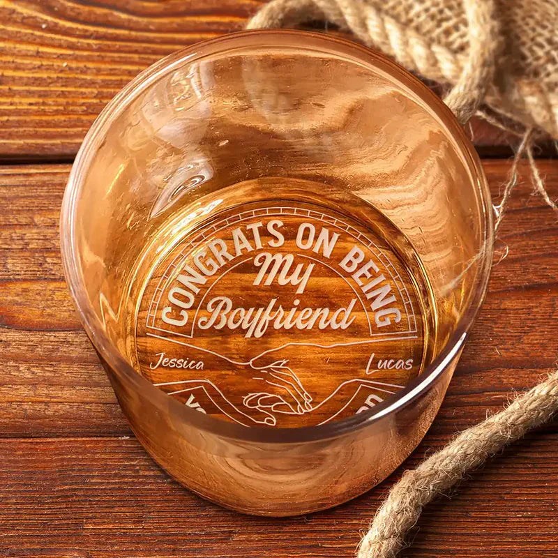 Personalized Engraved Whiskey Glass Congrats On Being My Husband Funny Bar Gift, Classic Look for Him