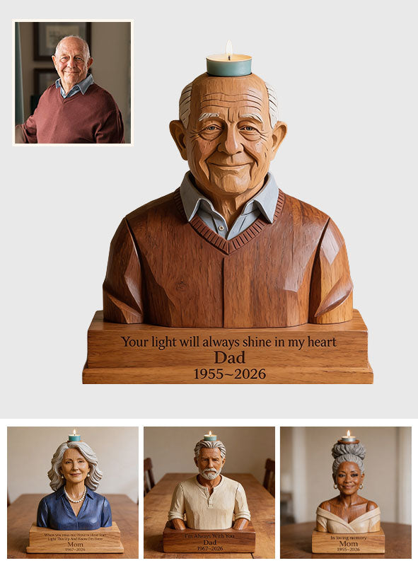 In Loving Memory - Personalized Memorial Custom Shape Wooden Candle Holder