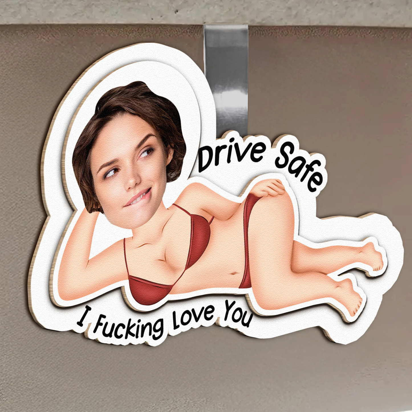 Personalized Photo Car Visor Clip Drive Safe I Fucking Love You Funny Romantic Gift for Wife or Girlfriend