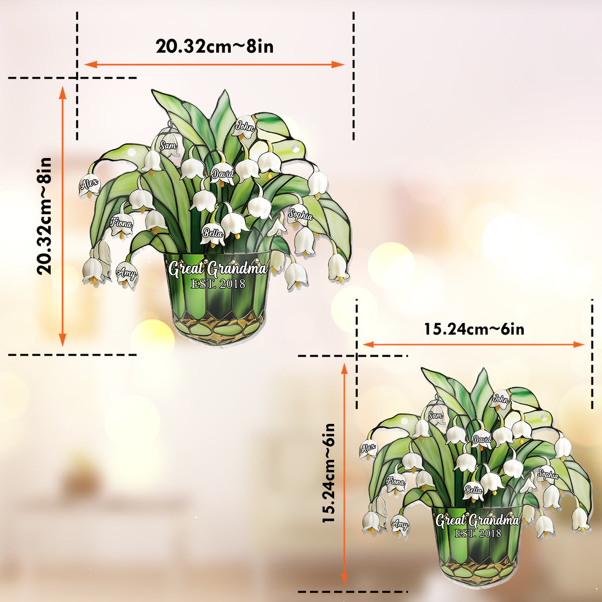 Lily Of The Valley Nana Mom Great Grandma - Personalized Grandma Window Hanging Suncatcher Ornament