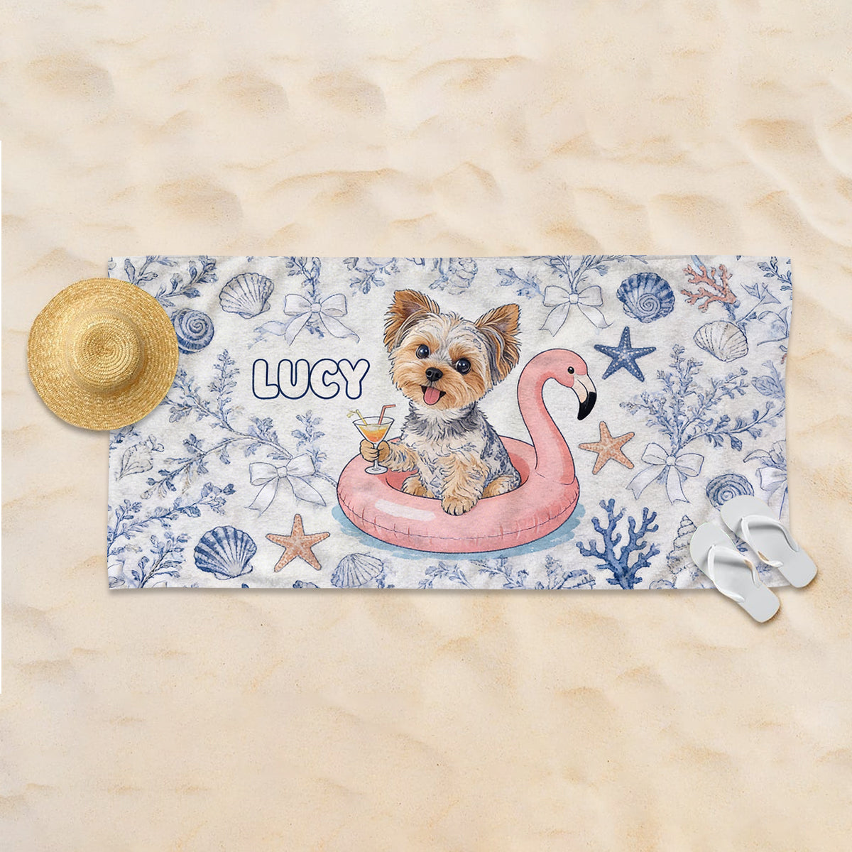 Custom Any Photo Funny Summer Pets - Personalized Dog Quick-dry Beach Towel/ Bath Towel