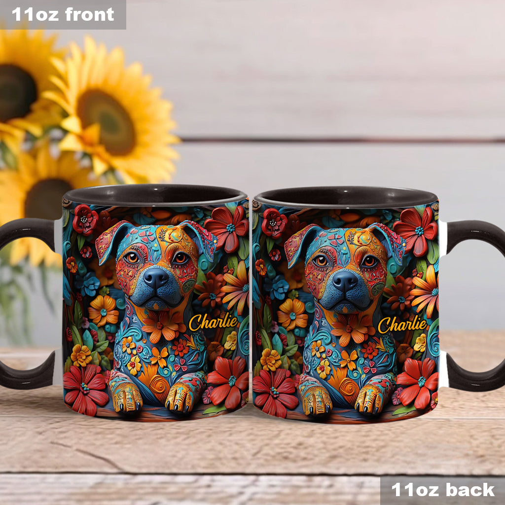 Colorful Pit Bull Dreams - Personalized Dog Accent Mug