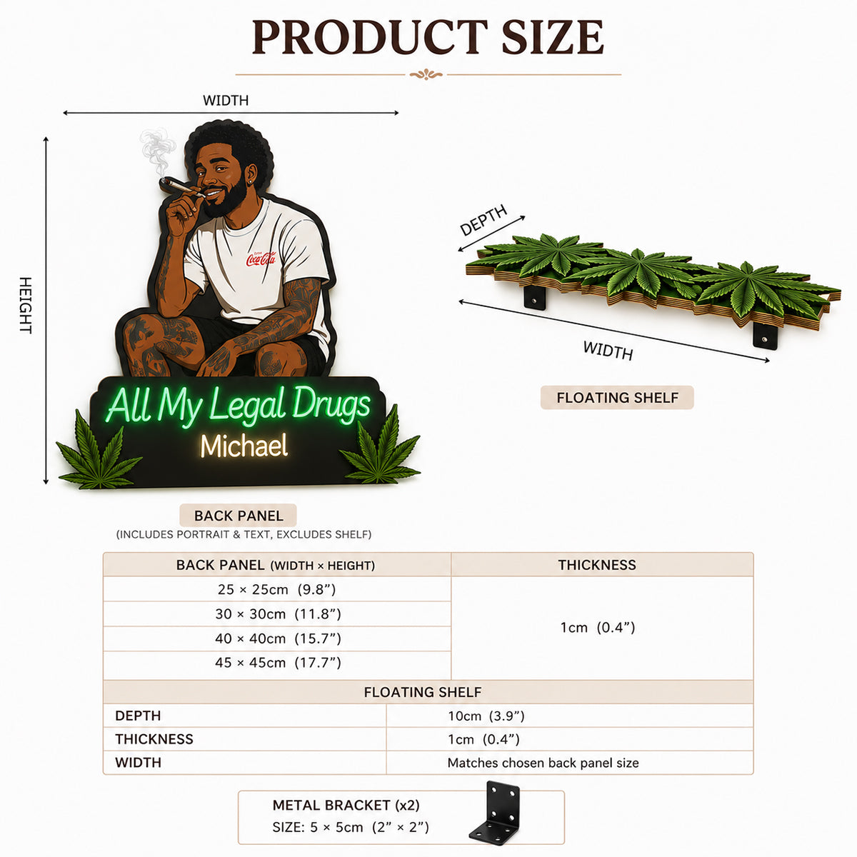 All My Illegal drugs - Personalized Weed Wooden Floating Shelf