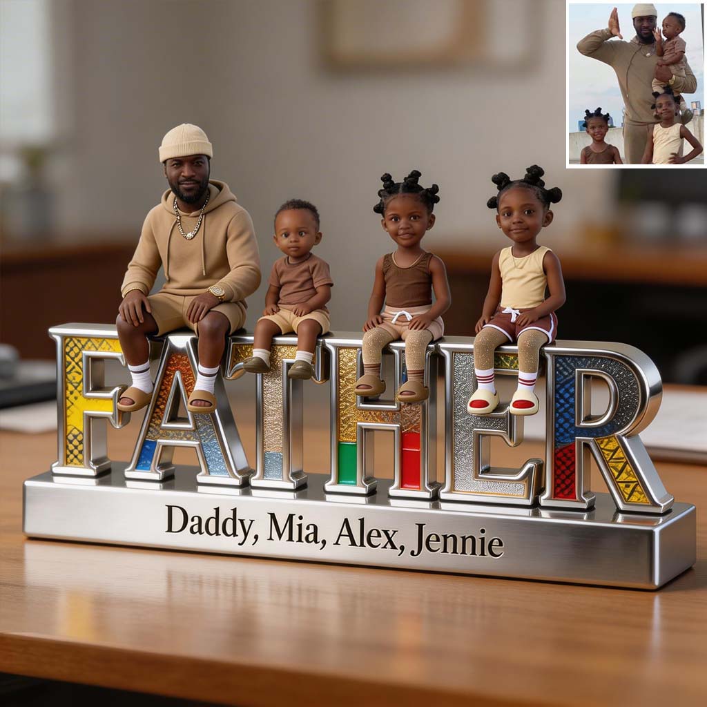 Black Father - Personalized Father Custom Shaped Acrylic Plaque