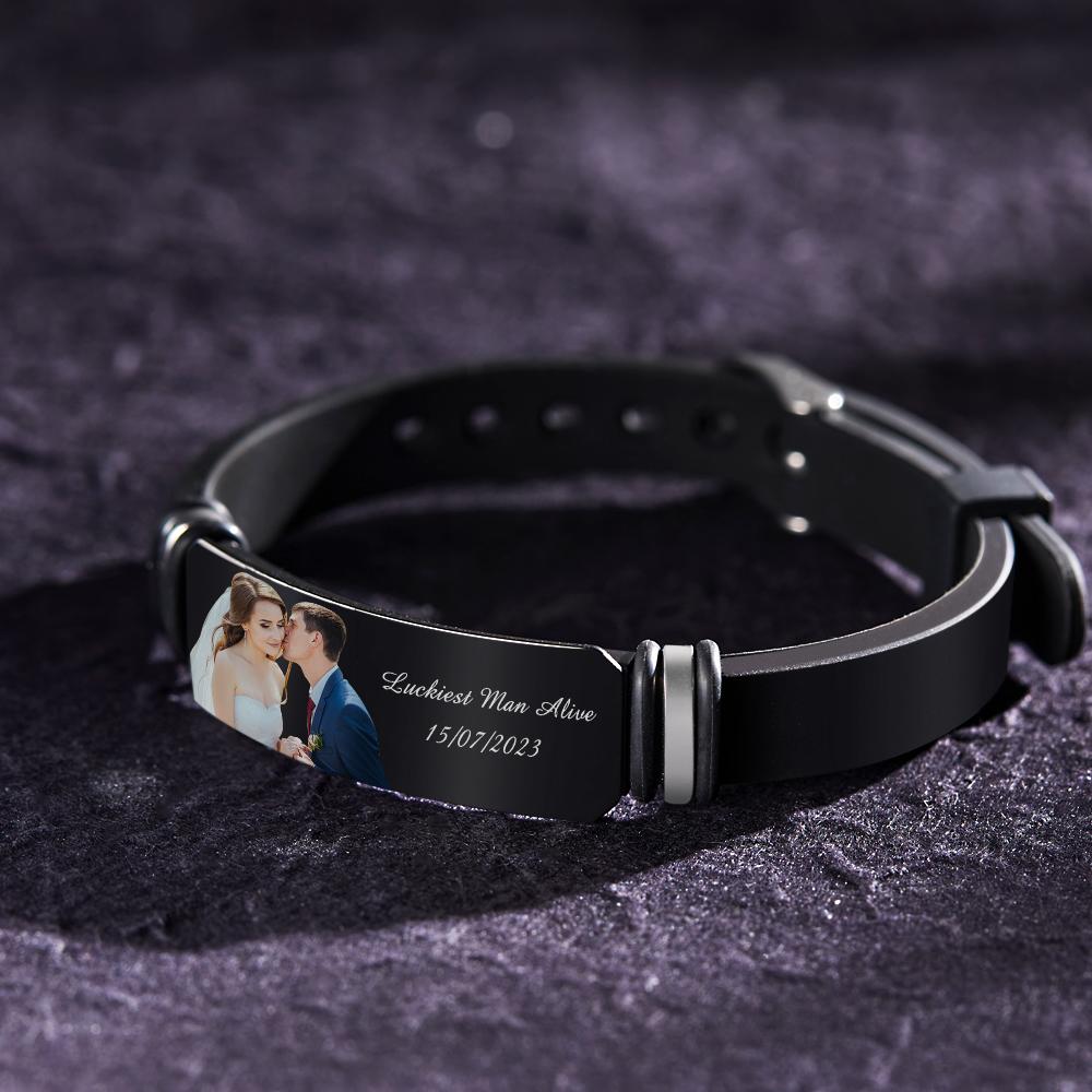 Any Photo And Message - Personalized Photo Engraved Bracelet