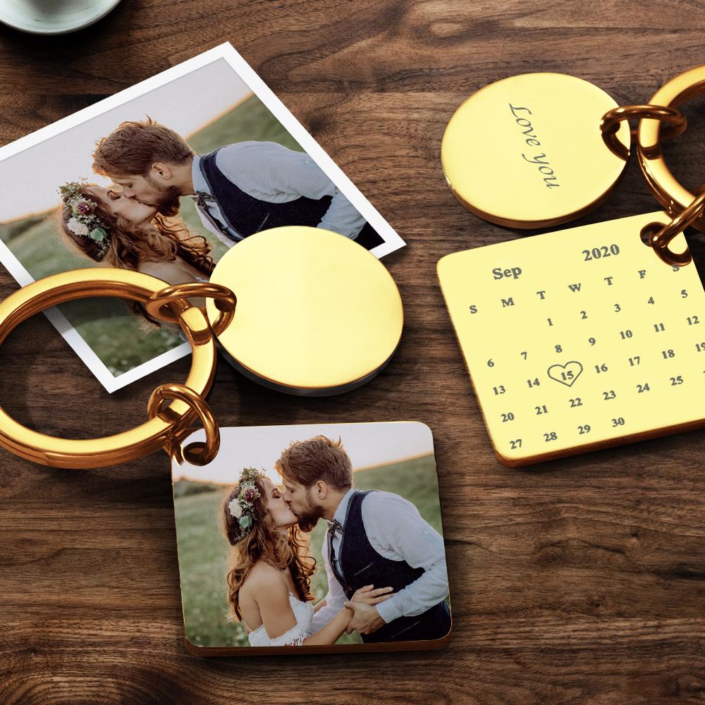 Custom Photo Calendar For Family, Couple, Besties Photo Calendar Keychain - gift for anyone, dog lover, cat lover, who lost a loved one - Personalized Keychain