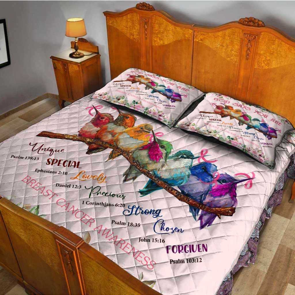 God Says You Are - Breast Cancer Awareness Quilt Bed Set