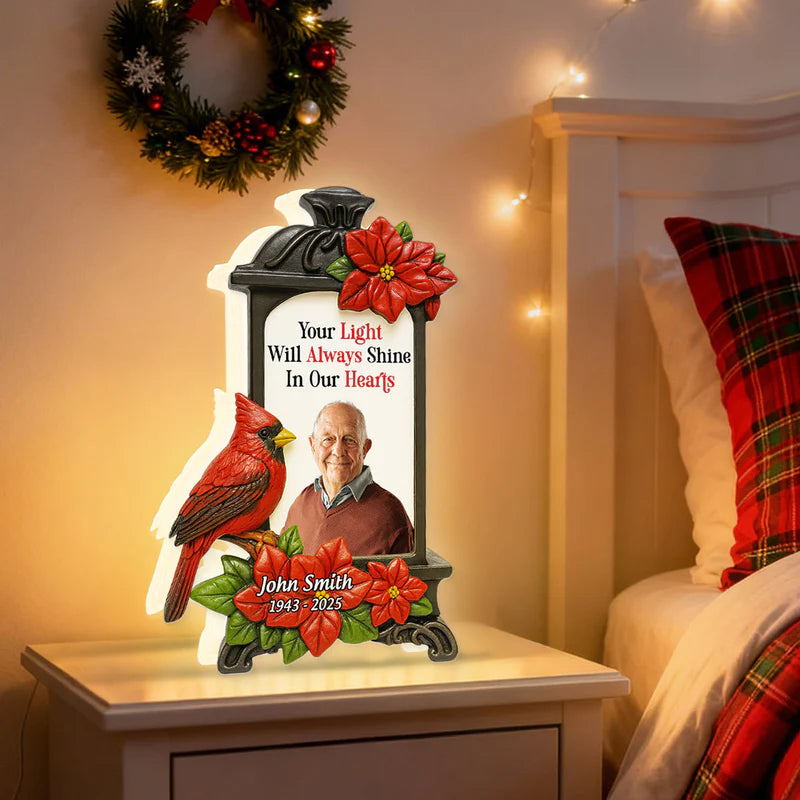 Memorial Acrylic Light Box with Photo, warm lantern glow for living room or bedside, comforting tribute, a thoughtful gift for family