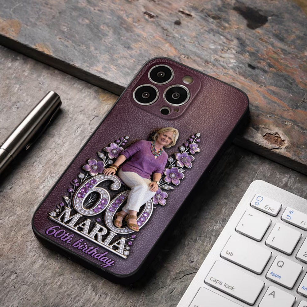 Custom Any Photo Perfect Gift For Mom, Grandma - Personalized Birthday 3D Embossed Leather Phone Case