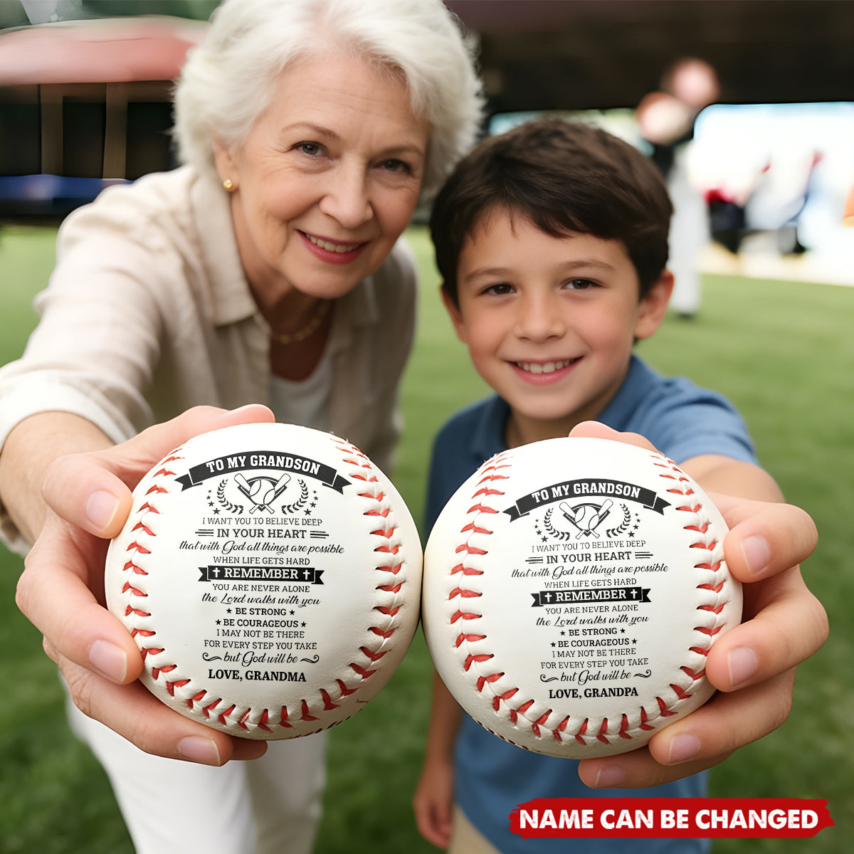 To My Grandson Baseball Ball, Personalized Encouragement Quote, Heartwarming Keepsake Gift from Grandpa