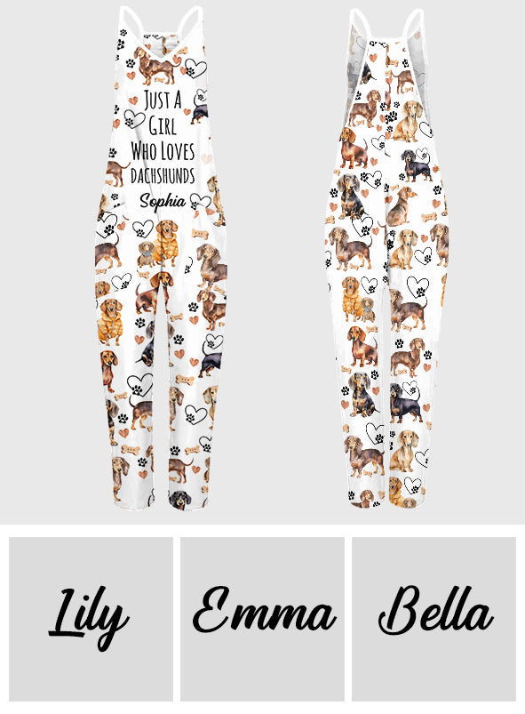 Just A Girl Who Loves Dachshund - Personalized Dachshund Loose-Fit Overalls/ Rompers