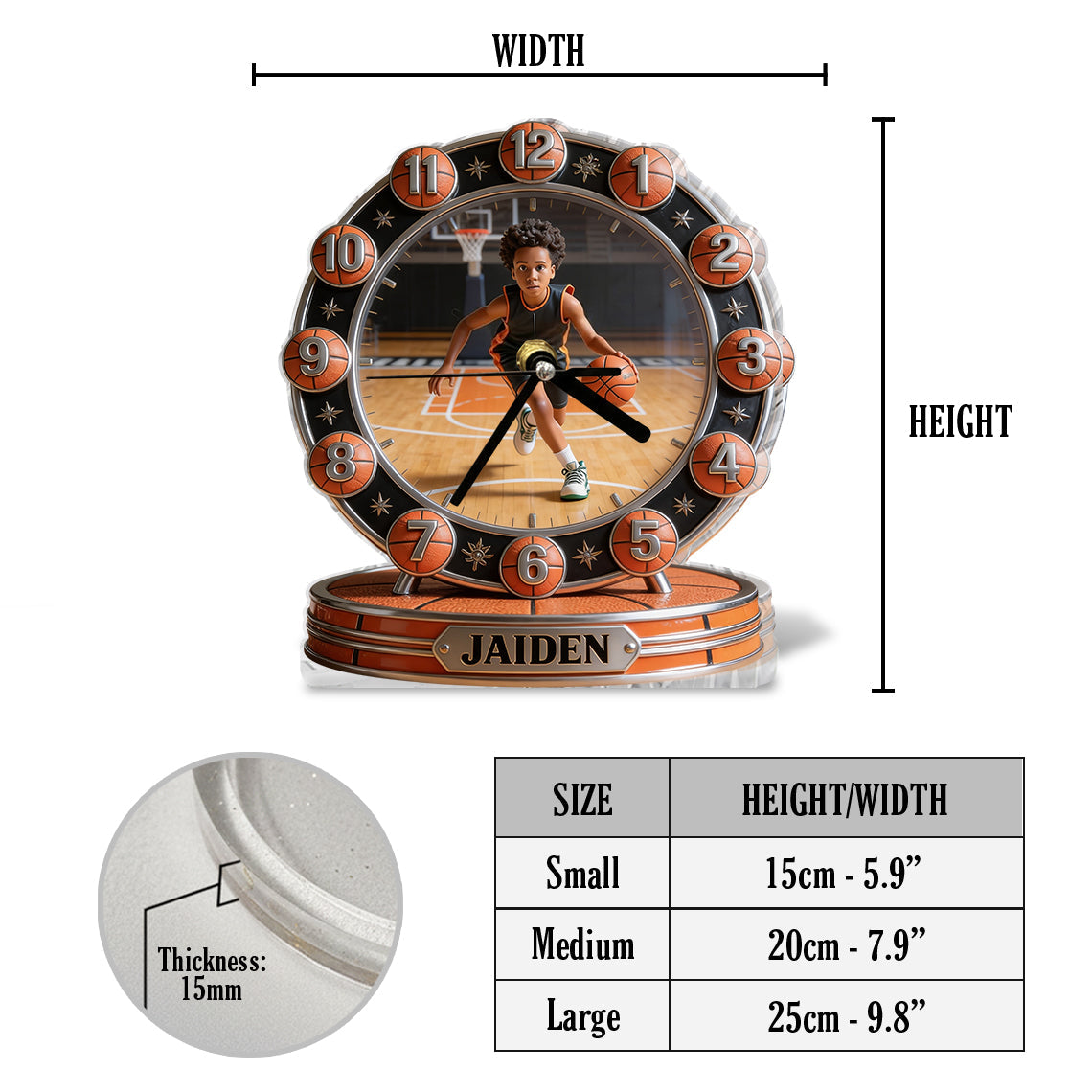 Custom Any Title Love Basketball - Personalized Basketball Desk Clock Plaque
