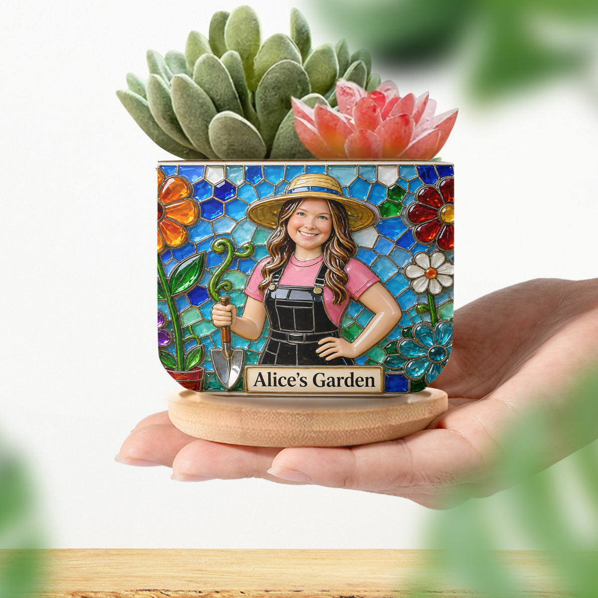 Custom Any Photo Just A Girl Who Loves Gardening - Personalized Gardening Ceramic Plant Pot