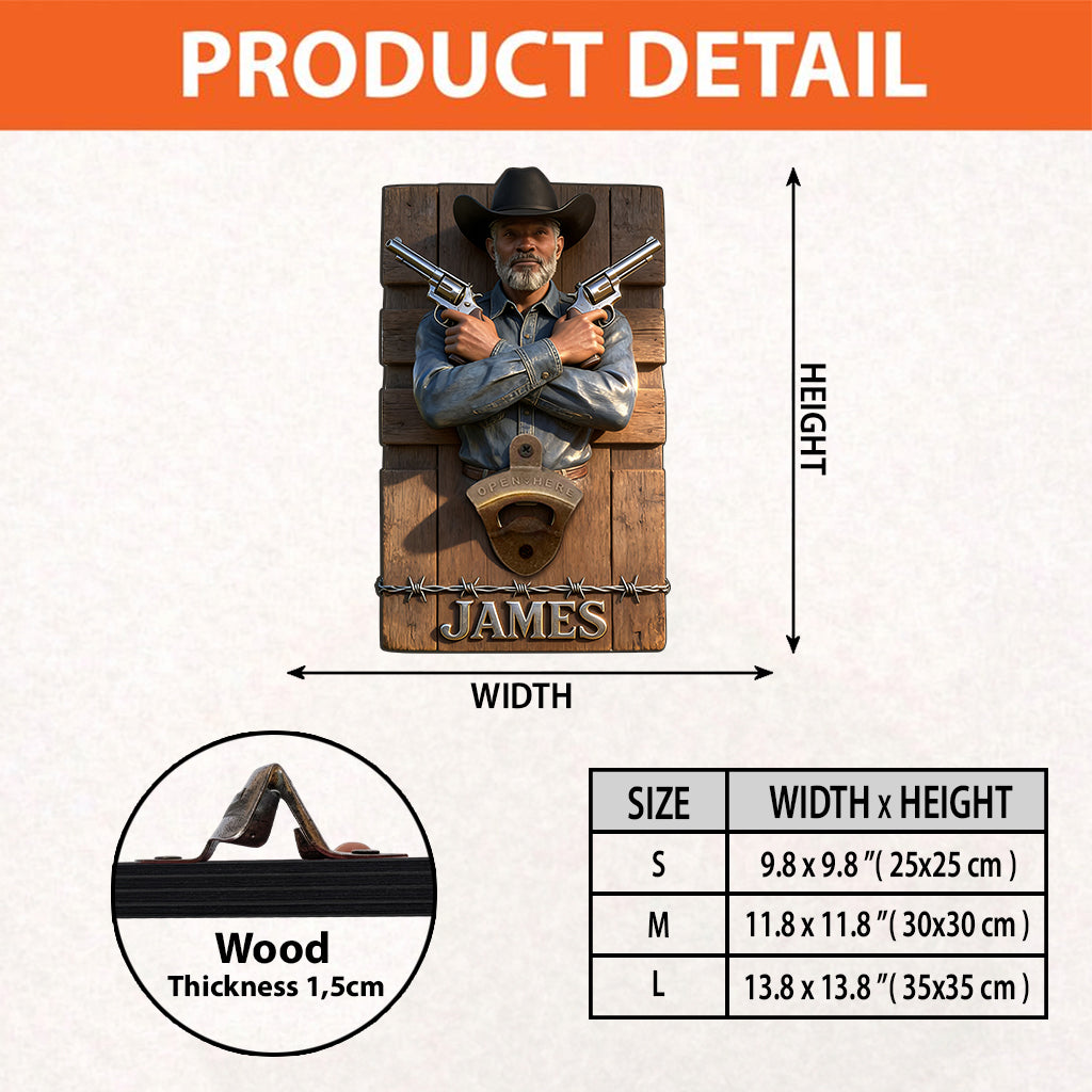 Custom Any Photo - Personalized Western Outfit Wall Bottle Opener