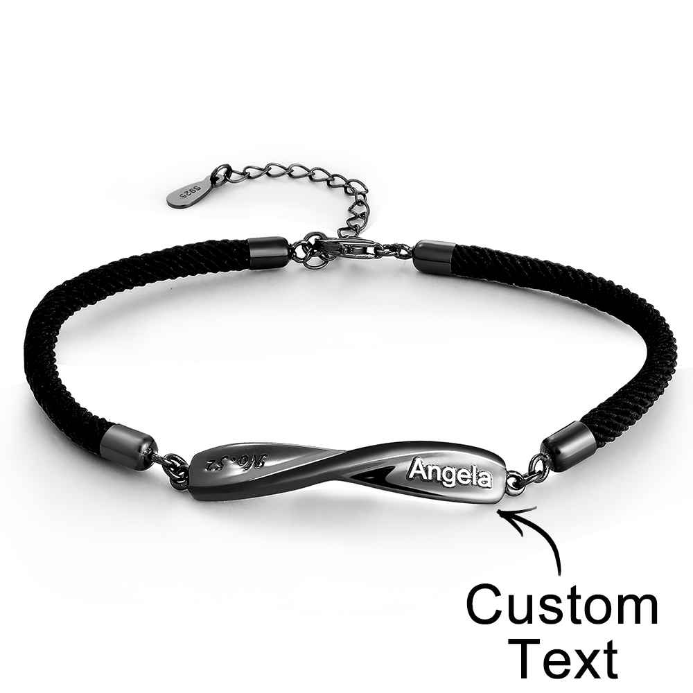 Any Names - Personalized Couple Engraved Mobius Couple Bracelet