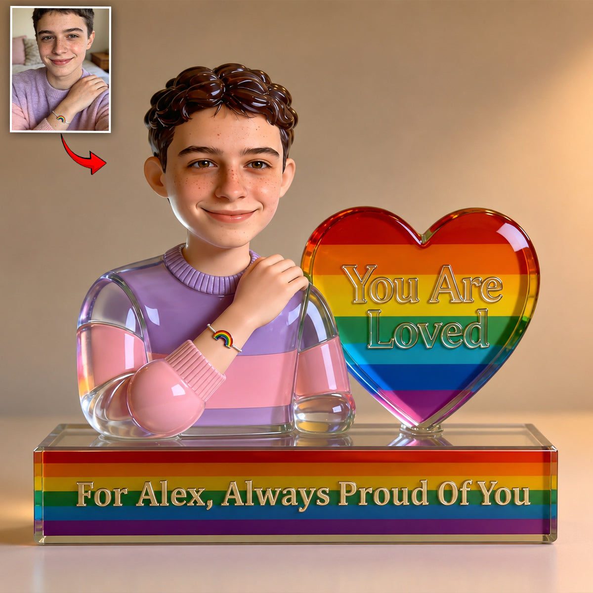 Coming Out Gift Keepsake With Message - Personalized LGBT Support Custom Shaped Acrylic Plaque