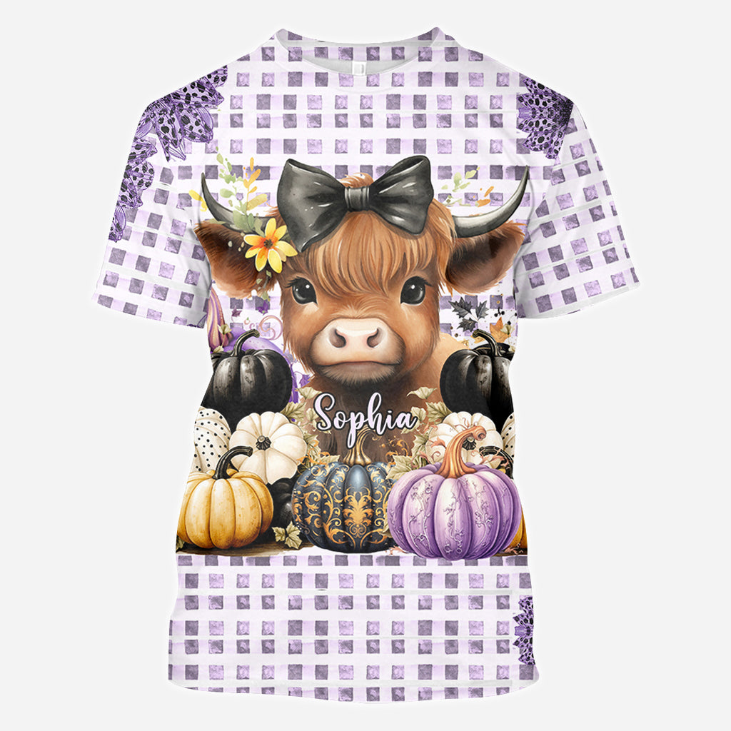 Cute Baby Highland Cow Fall Pumpkins - Personalized All Over Shirt