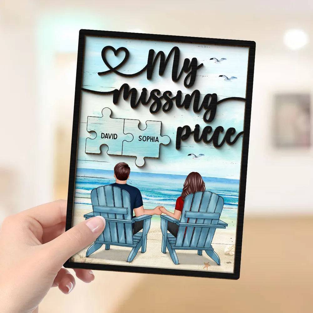 My Missing Piece - Custom Couple Beach Design Wooden, Acrylic or LED Plaque - Unique Gift