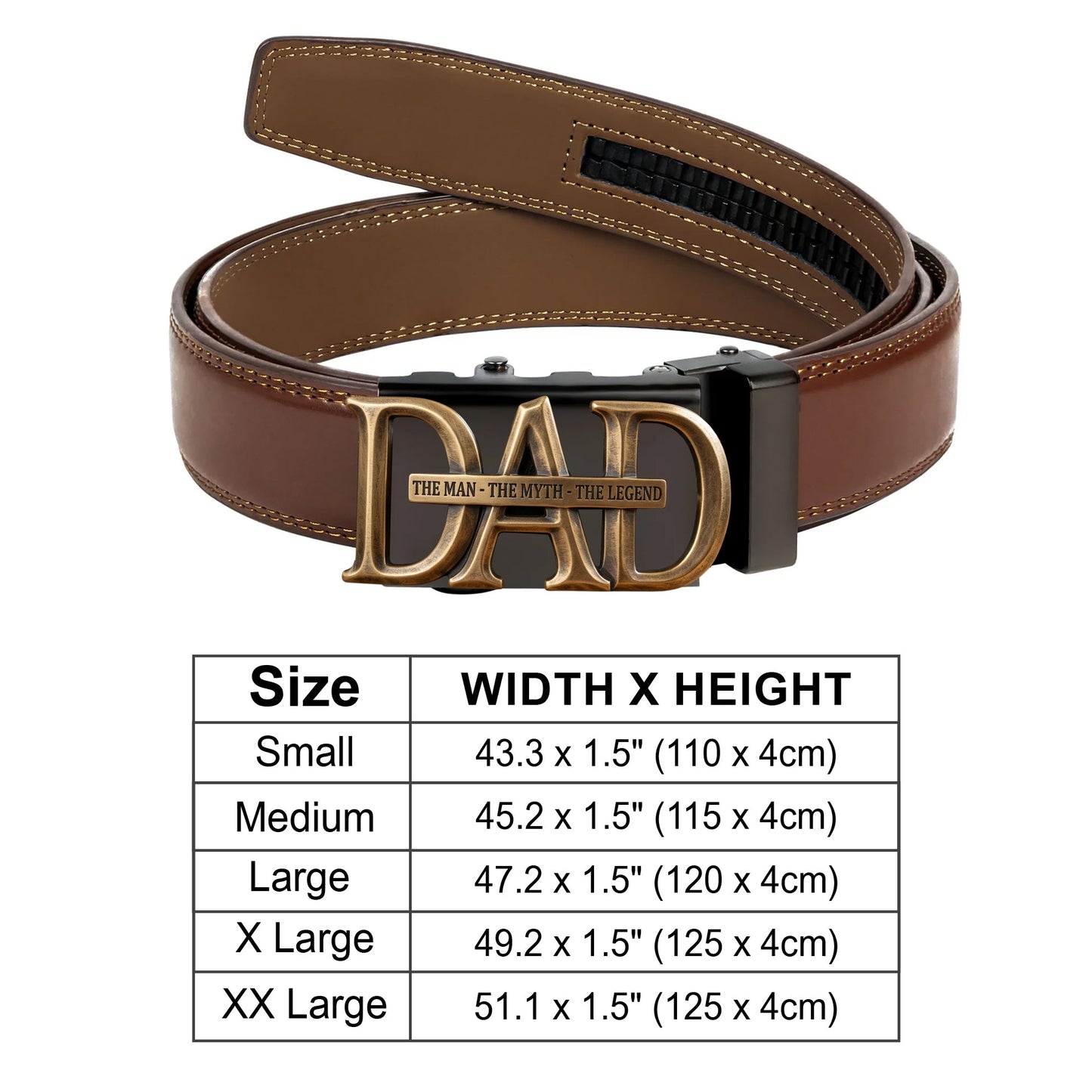Custom Gift For Dad, Grandpa - Personalized Father Leather Belt With Shaped Buckle