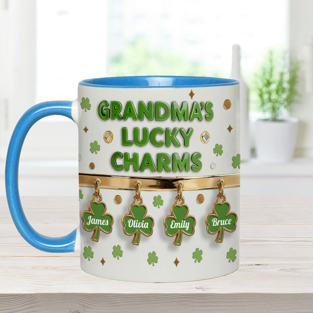 Grandma's Lucky Charms - Personalized Grandma Set Accent Mug With Acrylic Stirrers