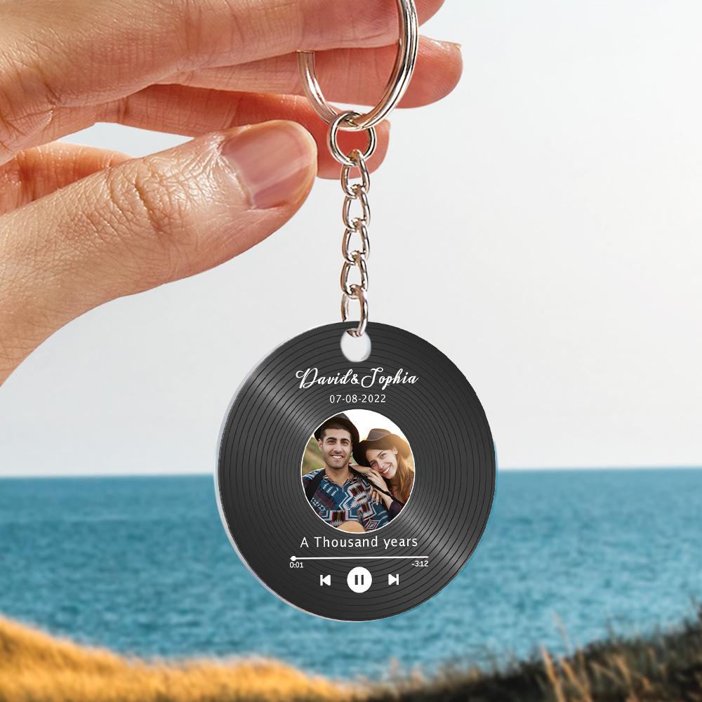 Custom Photo Calendar Vinyl Vinyl Record Calendar Keychain For Family, Friends, Couple - gift for anyone - Personalized Keychain