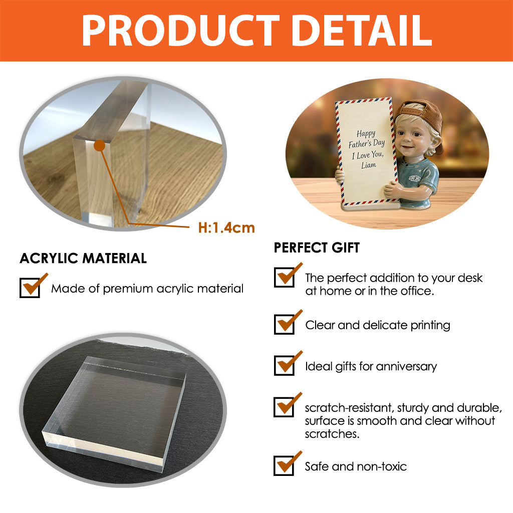 Custom Any Photo, Perfect Father's Day Gift - Personalized Kid Custom Shaped Acrylic Plaque