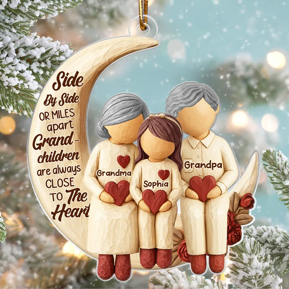 Acrylic Ornament with Grandma and Grandchild Moon Quote Heartwarming Personalized Keepsake for Long-Distance Family Unique Gift
