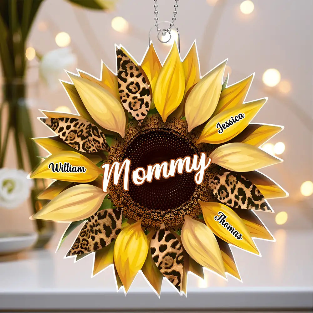 Personalized Sunflower Acrylic Car Hanger for Mom – Mother's Day Gift