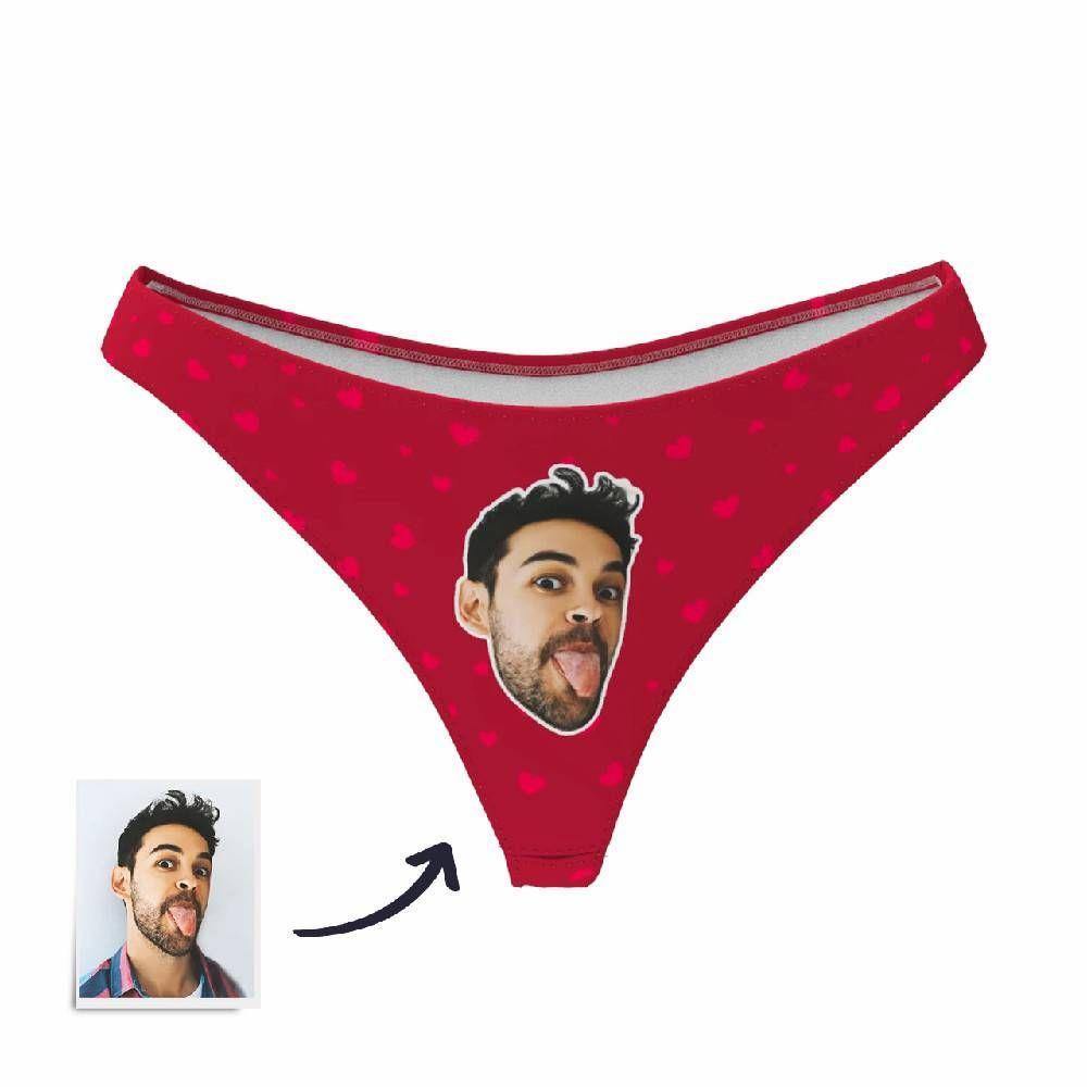 Custom Face Thong Little Heart Women Panties - Personalized Couple Women Panties