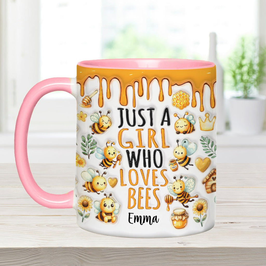 Just A Girl Who Loves Bees - Personalized Bee Accent Mug