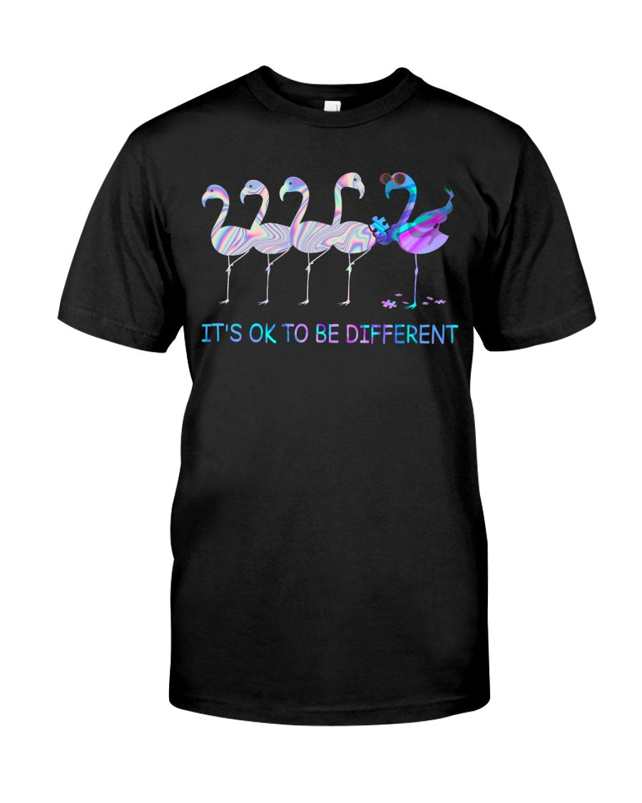 Flamingo It's Okay To Be Different - Autism Awareness T-shirt and Hoodie 0520