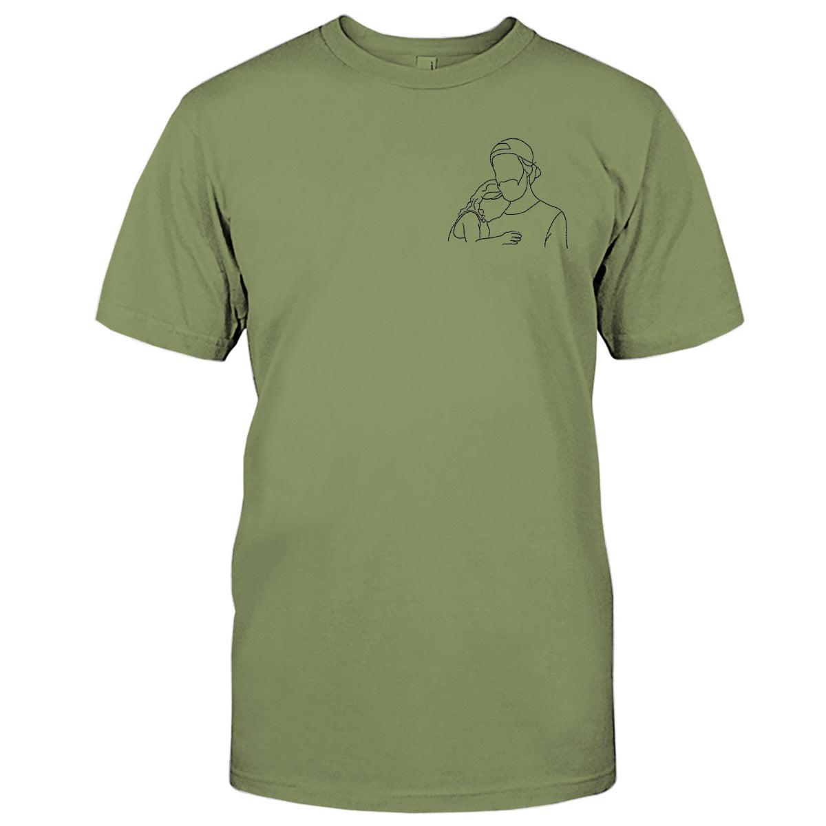 Custom Line Art - Personalized Step Dad Embroidered T-shirt