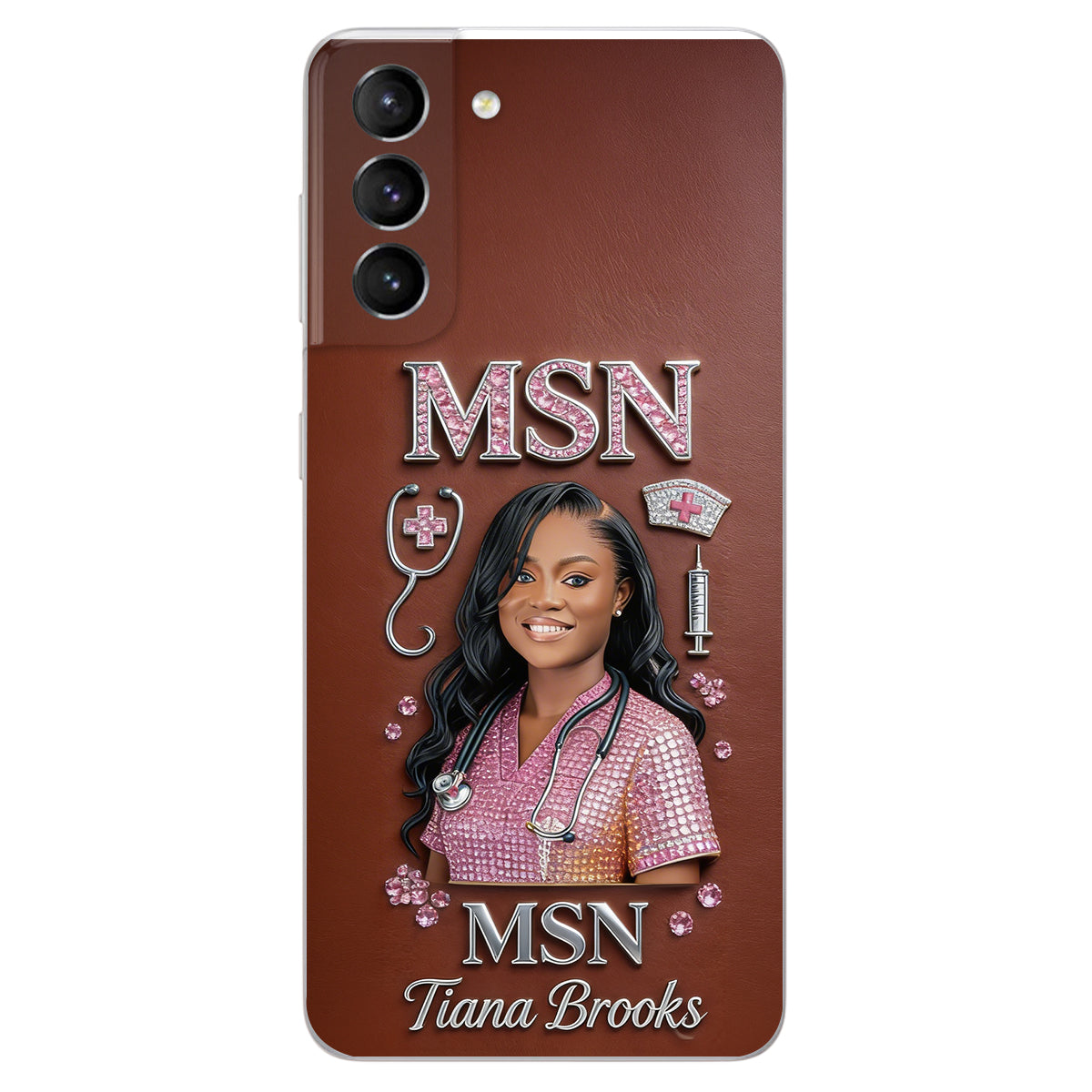 Any Title - Gifts For Nurse, Doctor - Personalized Nurse 3D Embossed Leather Phone Case