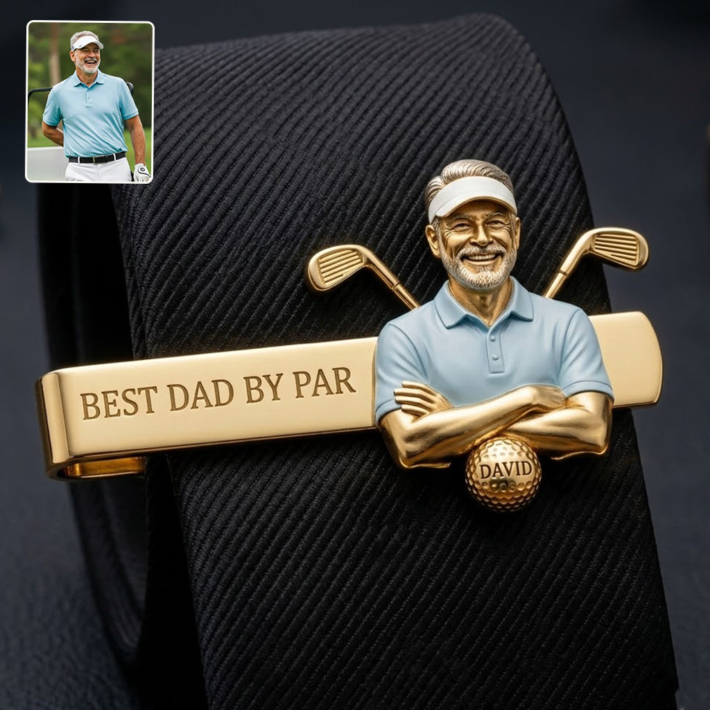 Custom Any Photo Best Gift For Dad/Grandpa - Personalized Golf Tie Clip