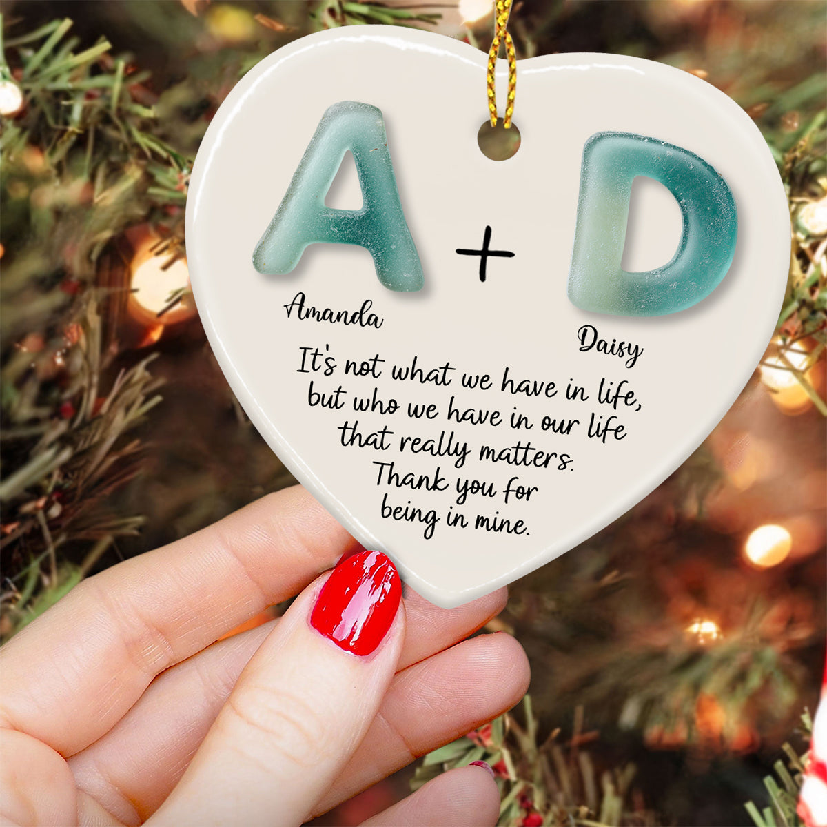 It's Not What We Have In Life Friendship - Personalized Bestie Ceramic Heart Ornament