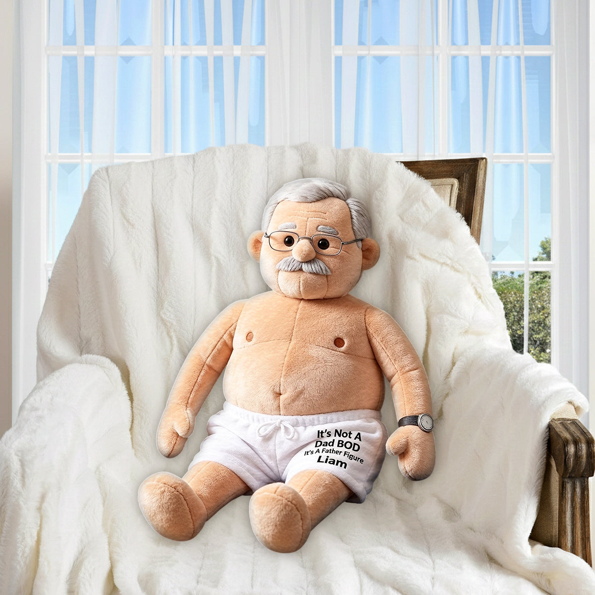 Funny Dad Bod - Personalized Father Premium Faux Fur Pillow