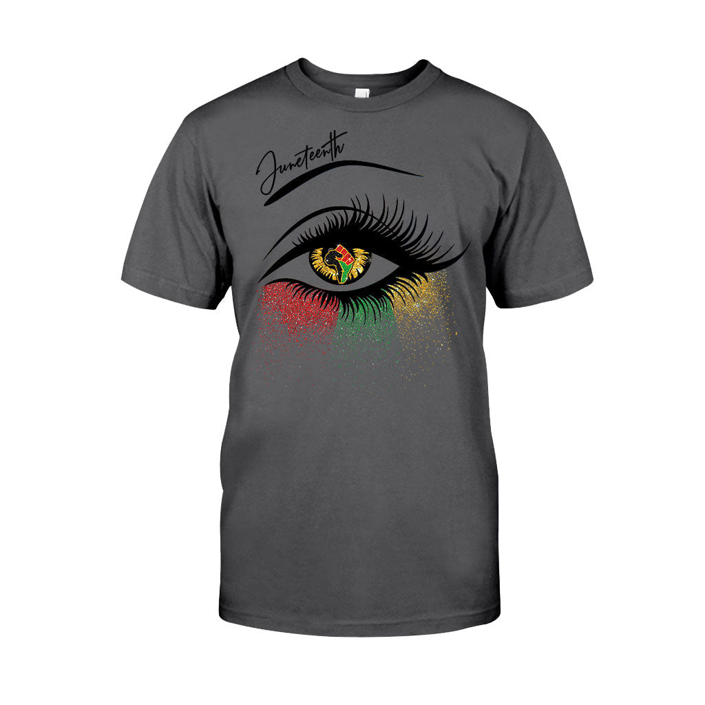 Juneteenth - African American T-shirt and Hoodie With Faux Glitter Print 112021