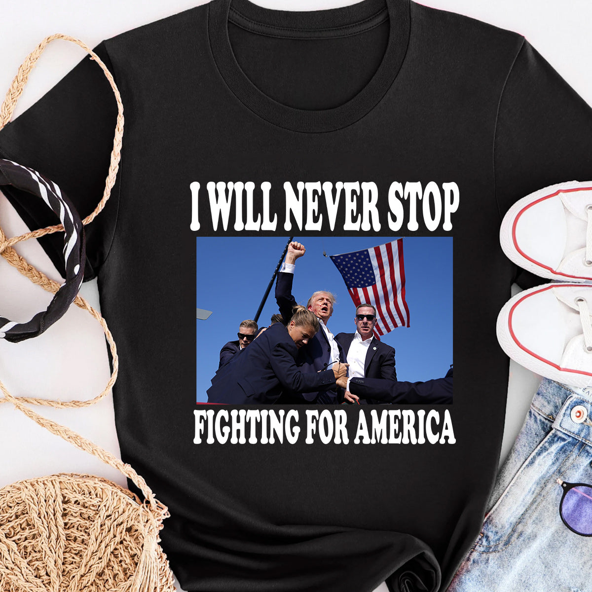 I Will Never Stop Flghting For America Shirt 
T-shirt & Hoodie