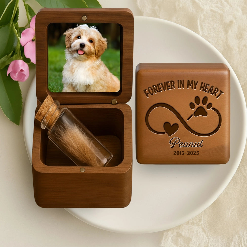 Wooden Pet Memorial Box with Photo Display, Heartfelt Keepsake for Lasting Memories, Perfect Sympathy Gift for Pet Owners