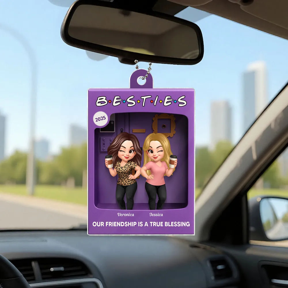 Christmas Decor/Car Charm: Personalized Besties Acrylic Ornament (2-5 Women) - A Sweet Friendship Holiday Keepsake