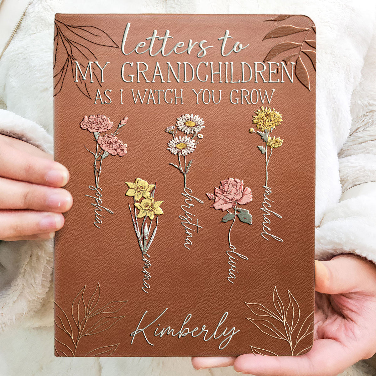 First Mom Now Grandma Letters To My Grandchildren - Personalized Grandma Leather Journal