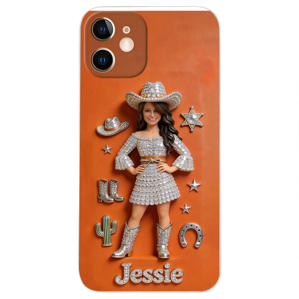Cowgirl Spirit - Personalized Cowgirl 3D Embossed Leather Phone Case