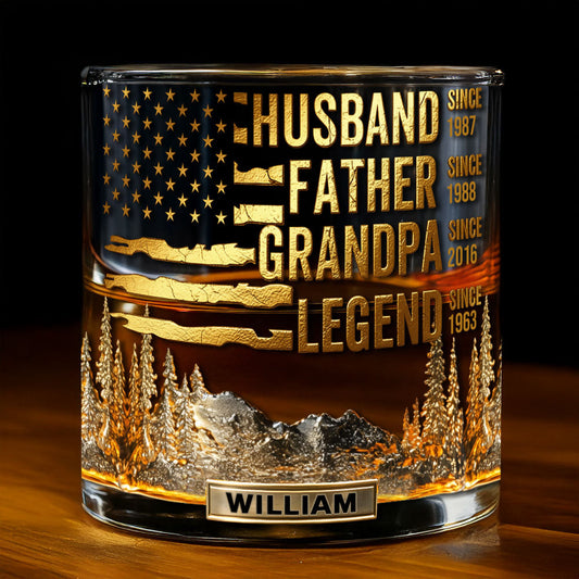 Legend Husband Father Grandfather, Gift For Him - Personalized Grandpa Whiskey Glass