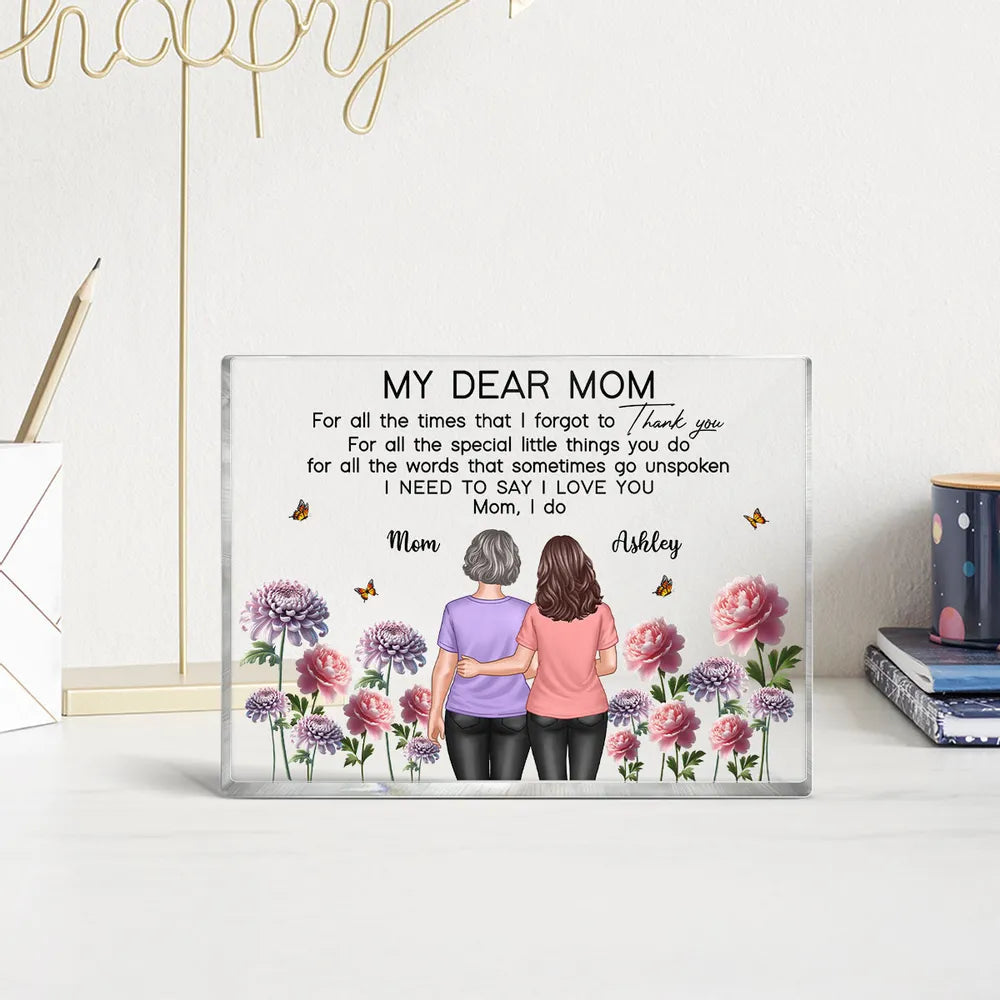 Mother-Daughter Acrylic Plaque with Flower Field Design