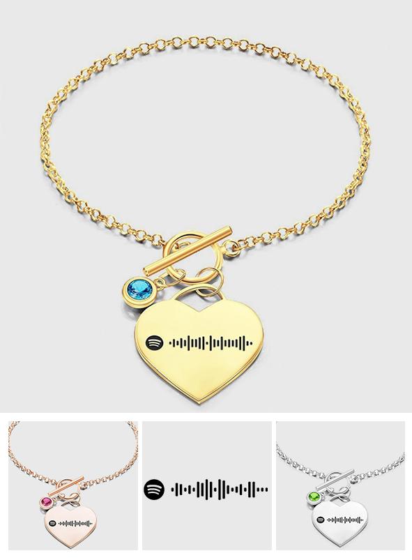Any Scannable Spotify Code - Personalized Spotify Code Heart Bracelet
