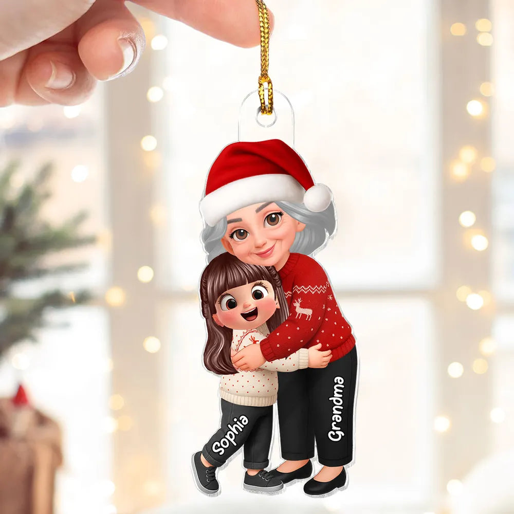 Christmas Grandma & Grandchild Acrylic Ornament – Heartwarming Family Decoration, Perfect Gift for Grandparents